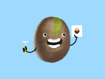 Kiwi wants a beard 2d character design digitalart illustraion kiwi procreate procreateapp