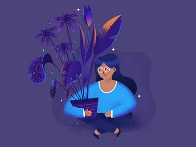 Plants lover apple pencil calathea character flower girl illustraion ipad ipadpro lady plant plants pot procreate