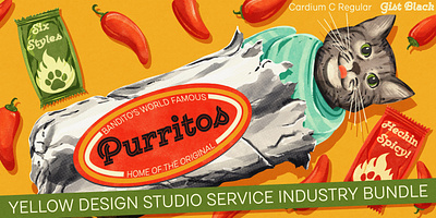 Fontacular 2022 - Type Specimen 2d burrito cat digital painting fontacular hot sauce illustration jalapeno mexican monotype myfonts procreate purrito retro specimen type vintage