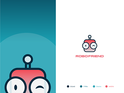 Robofriend art branding color palette colorful art colorful illustration colorful logo design gradient design gradient logo gradients identity illustration logo logodesign robofriend robot robots typography ui vector