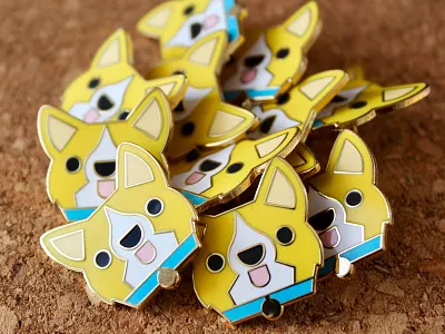 Goofs corgi corgis cute enamelpin flat illustration pin yellow