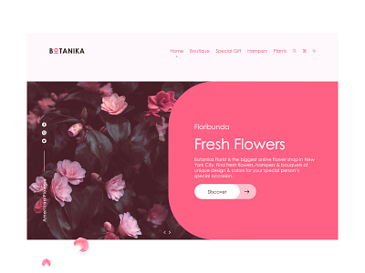 Flower Shop Landing Page Concept art branding clean color concept creative design dribble flat design flower graphic design illustration minimal online shop pink product design ui user experience userinterface webdesign