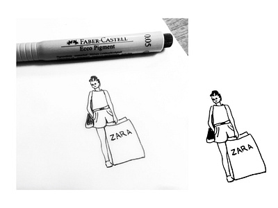 Shopping Day art black white city dailysketch faber castell graphic art graphic artist graphic design graphic studio illustration line art shopping sketch street art tel aviv telaviv urban art zara