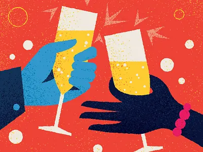 Cheers! character design editorial flat graphic icon illustration lettering retro texture typography vector