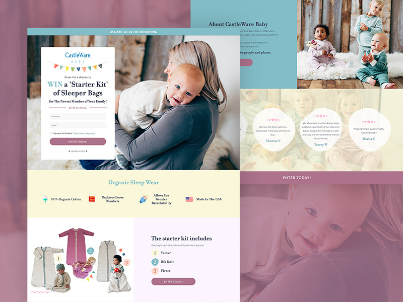 Example of Landing Page for Castleware Baby