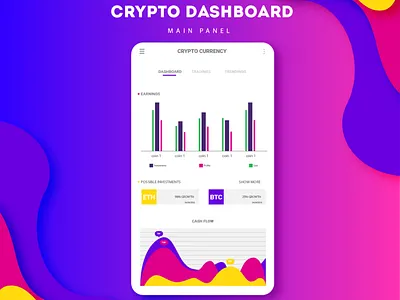 Moblie Crypto Dashboard Concept application application design bitcoins code crypto crypto exchange crypto wallet dashbaord dashboard ui illustration minimal ui ui design ux
