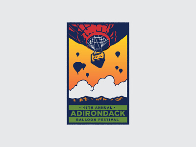 Adirondack Balloon Festival badge balloon brand branding clouds festival festival poster logo mountains poster travel