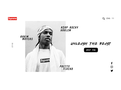 Supreme Website | UNLEASH THE BEAST app art asaprocky branding clean design flat illustration ios logo minimal ui ux web web design webdesign website website design