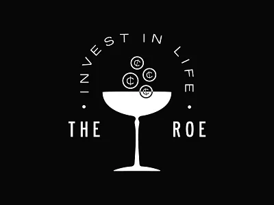 Invest in Life cocktail coins restaurant branding type