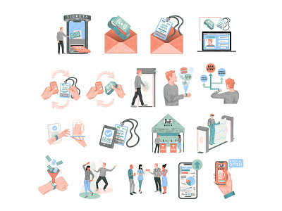 Guest Journey Icons - Intellitix adobe art design digital illustration logo marketing mixed media pastel photoshop texture