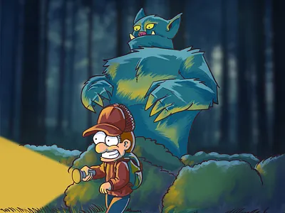 The Woods 2d cartoon drawing forest illustration monster procreate