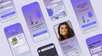 Dependable- Dog Walking App design ui ux