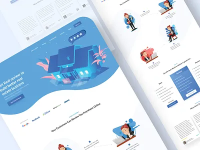 Real estate Review Website branding clean design flat illustration landing landing page landing page design landingpage mobile redesign typography ui ux vector web website website design