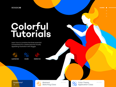 Boggie Tutorials app black blue branding clean color design flat gradient green illustration landing logo minimal minimalistic typography ui ux web white