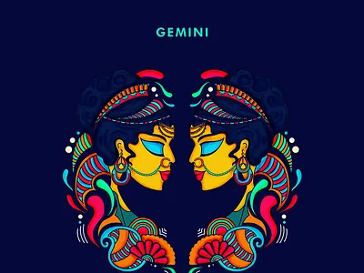 Gemini illustration india sticker stickers zodiac