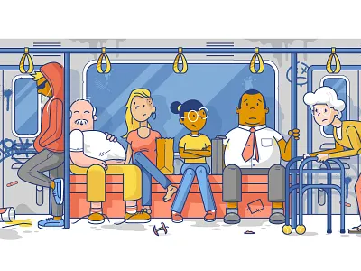 Subway commute crowd crowded dirty messy metro people subway transit transportation work