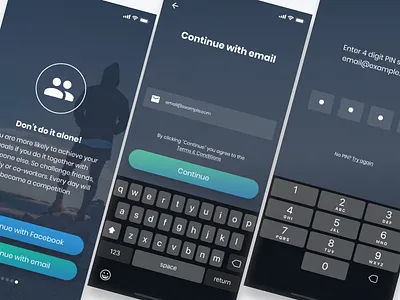 MoveStreak - Continue with Email app design email ios no password onboarding pin pin code sign in sign up signup signup form signup page signup screen signupform ui verification
