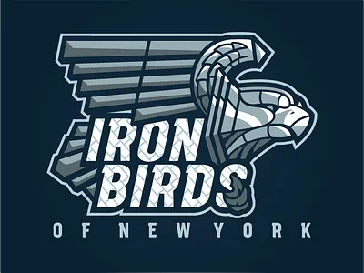 Iron Birds of New York art deco building chrysler gargoyle hockey ironbirds logo metal navy new york silver