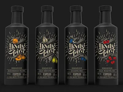 Young Spirit bottle design branding brandy calligraphy calligraphy logo fruits graphic design identity illustration label design lettering logo logodesign pálinka spirit spirits typography woodcut