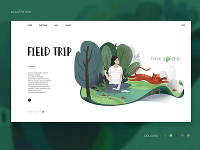 field trip cat design girl illustration plants ui