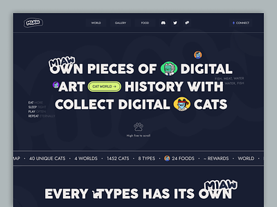 Miaw NFT - Landing Page 🐱 cat crypto dark design ethereum illustration landing page nft product design ui ui ux web design website