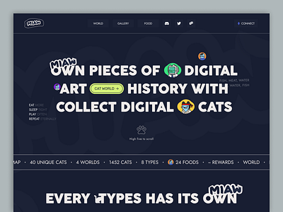 Miaw NFT - Landing Page 🐱 cat crypto dark design ethereum illustration landing page nft product design ui ui ux web design website