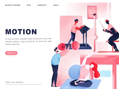 An Illustration of Fitness design illustration motion pink red sport