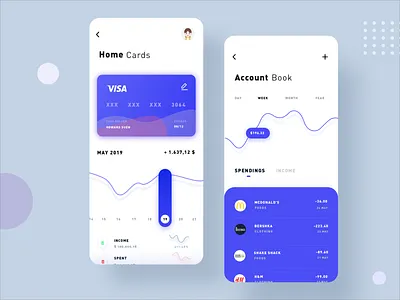 Account book screen account settings accountbook bank bright clean dashboad flat interface money app payment app ui ux wallet app