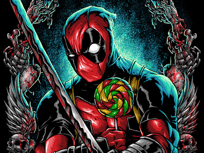 Candy Stealer blood candy deadpool grenade lollipop marvel samurai skull superhero sword