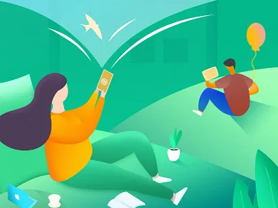 Illustration 9 color computer flowers gradient illustration illustrator iphone scene summer