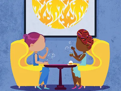 Illustration for "listening to tinder horror stories like.. " adobe illustrator artwork artworks character character design characters chat coffee coffee shop concept creative digital art friends girls illustration illustrator texture tinder women womens
