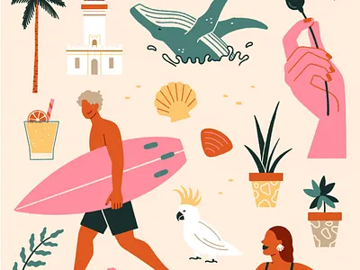 Byron Bay Collage adobe art beachart collage design graphicdesign illustration illustrator inspiration procreate travelart