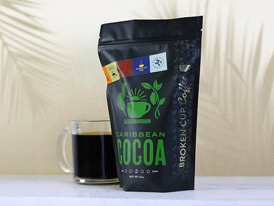 Broken Cup Coffee Packaging brand identity branding caribbean coffee fair trade illustration matte black metallic packaging typography