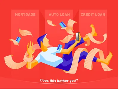 Debt annoyance debt file finance financial illustration loan money paper tedious vector