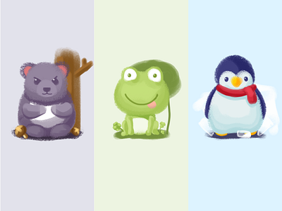 Illustration animal bear frog illustration penguin