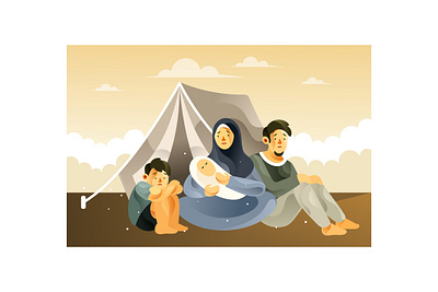 The Refugee Family Life in the Refugee Camp llustration2020 logo