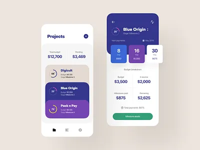 Freelancers’ Bank app breakdown budget dashboard data escrow finance fintech freelance platform freelancer ios milestones mobile mobile app payment payment plan payments progress projects status
