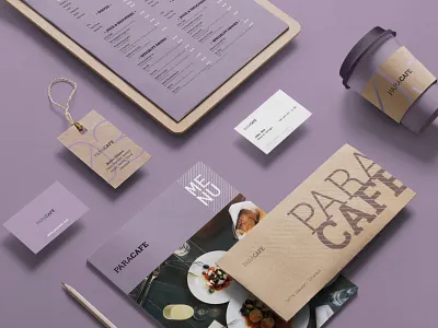 PARACAFE Branding & Menu Design brand branding coffee cup design graphic menu mockup design printmaking typography