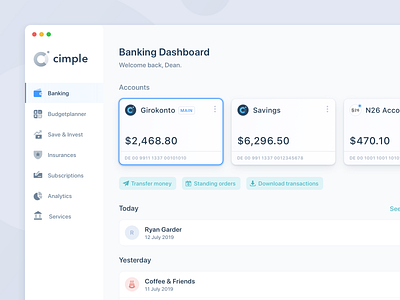 Online Banking – Application app design cards fintech interface intuitive light minimal modern online banking simple ui ux web webapp website