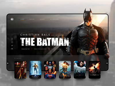 // THE BATMAN // DC Movies – Landingpage Concept art direction batman christian bale concept dc dcuniverse design digital landingpage online ui ux