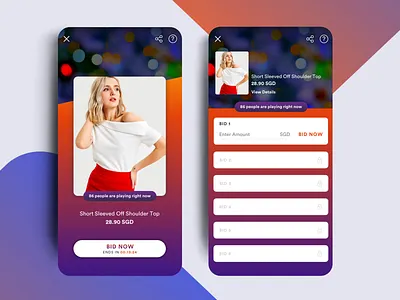 Engagement Feature - Bidding android app app design auction bidding biddingui design ecommerce app engagement game design ios mobile app design mobile ui shopping app ui ux uxui visual design zilingo zilingodesign