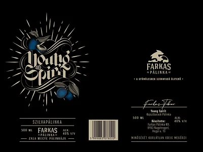 Young Spirit bottle design bottle branding brandy calligraphy handlettering illustration labeldesign lettering pálinka spirits