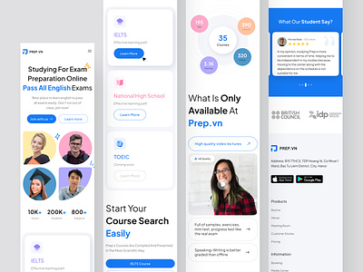 Responsive PREP.VN Website Redesign 👁 class clean colorful course ielts landing learn learning neat page popular responsive school study toefl ui ux web web design