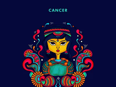 Cancer, zodiac illustrations design icon illustration india sticker vector zodiac