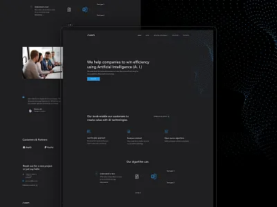 Home page - Axom algorithm artificial black clean dark design intelligence interface minimal science technology ui ux web design