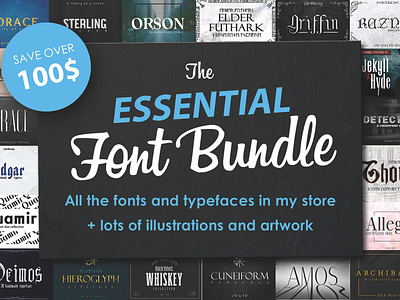 FONT BUNDLE: All my fonts for sale essential font font awesome font bundle font collection font design font family fonts typeface typeface bundle typeface collection typeface design typefaces typography