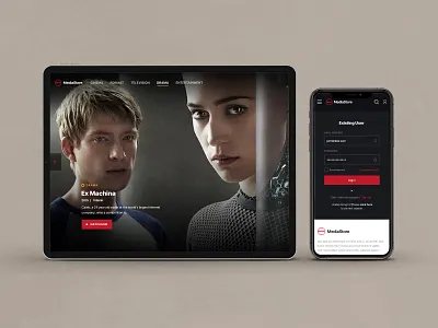 Media platform UI design #2 clean dark darkui design ipad iphonex minimal minimalist mockup white