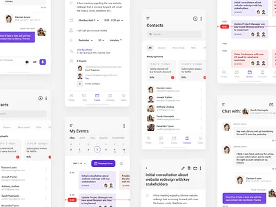 Scheduling App Screens app appointments book calendar chat clean colours design inbox interface ios message minimal mobile plan projects schedule search ui ux