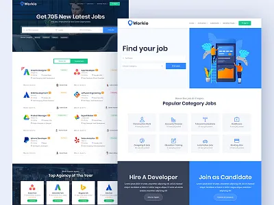 Workio - Job Board HTML Template candidate career careerbuilder companies freelancer job board job directory job listing job portal job seeker recruiting resume