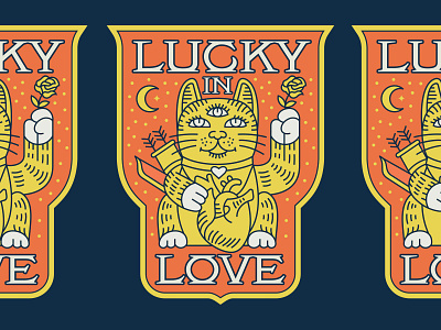 LUCKY IN LOVE apparel badge branding cat clothing design fashion geometric graphic design illustration line lineart logo love merchandise minimal monoline packaging print romance